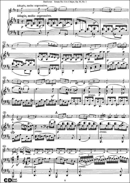Violin-Sonata-No.6-in-A-Major-Op.30-No.1-小提琴+钢琴伴奏-提琴谱
