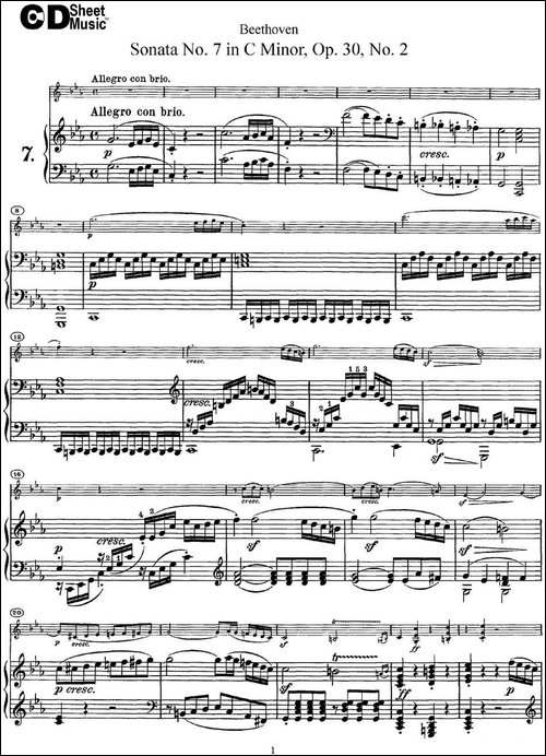 Violin-Sonata-No.7-in-C-Minor-Op.30-No.2-小提琴+钢琴伴奏-提琴谱