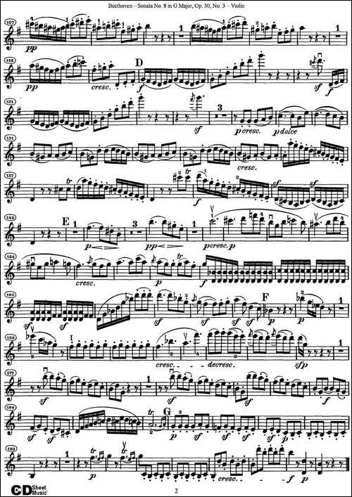 Violin-Sonata-No.8-in-G-Major-Op.30-No.3-提琴谱