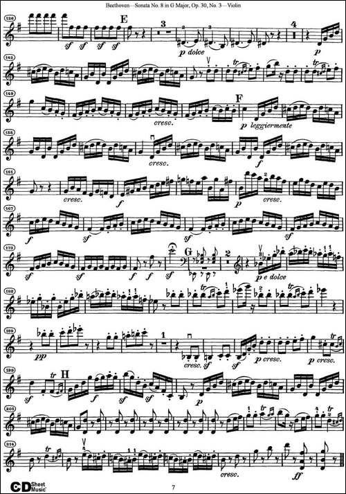 Violin-Sonata-No.8-in-G-Major-Op.30-No.3-提琴谱