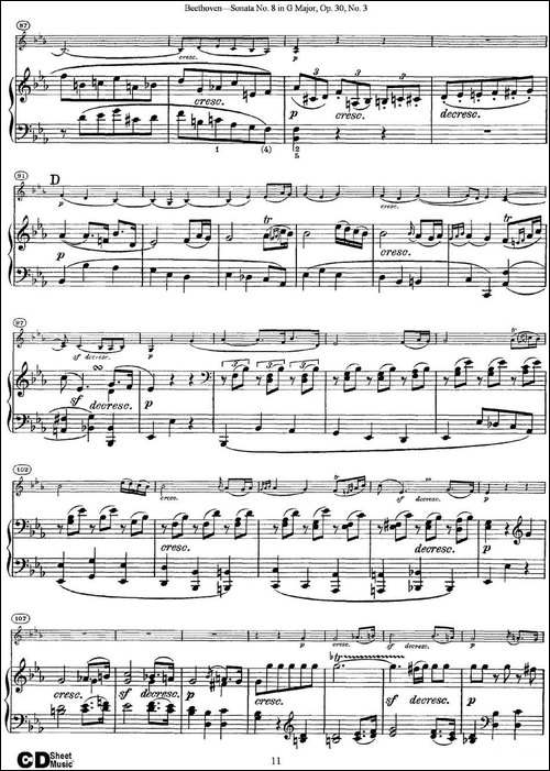 Violin-Sonata-No.8-in-G-Major-Op.30-No.3-小提琴+钢琴伴奏-提琴谱
