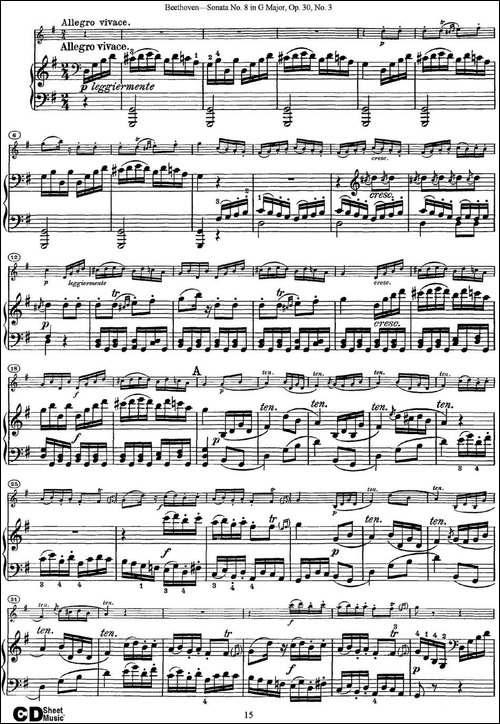 Violin-Sonata-No.8-in-G-Major-Op.30-No.3-小提琴+钢琴伴奏-提琴谱