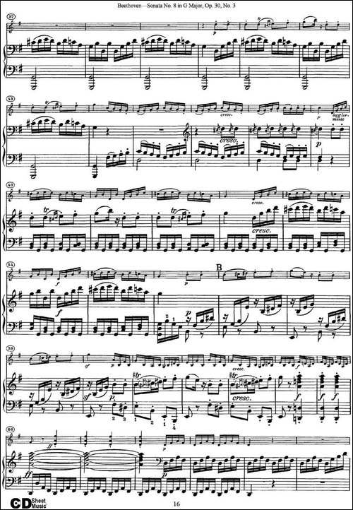 Violin-Sonata-No.8-in-G-Major-Op.30-No.3-小提琴+钢琴伴奏-提琴谱