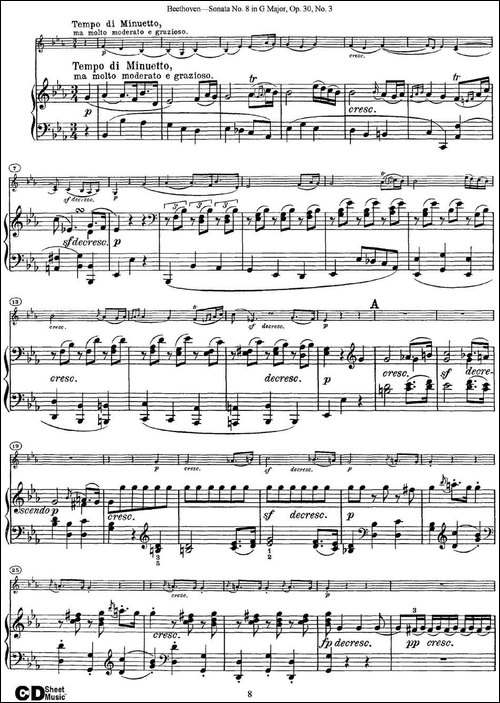 Violin-Sonata-No.8-in-G-Major-Op.30-No.3-小提琴+钢琴伴奏-提琴谱