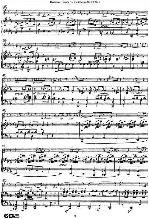 Violin-Sonata-No.8-in-G-Major-Op.30-No.3-小提琴+钢琴伴奏-提琴谱