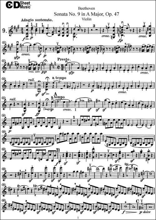 Violin-Sonata-No.9-in-A-Major-Op.47-提琴谱