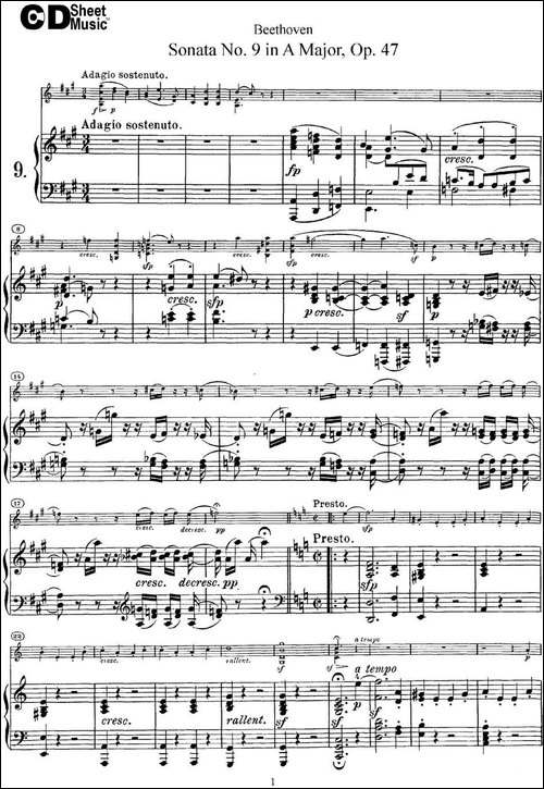Violin-Sonata-No.9-in-A-Major-Op.47-小提琴+钢琴伴奏-提琴谱