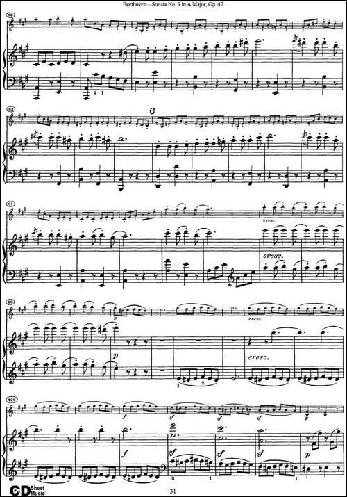 Violin-Sonata-No.9-in-A-Major-Op.47-小提琴+钢琴伴奏-提琴谱