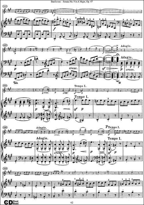Violin-Sonata-No.9-in-A-Major-Op.47-小提琴+钢琴伴奏-提琴谱