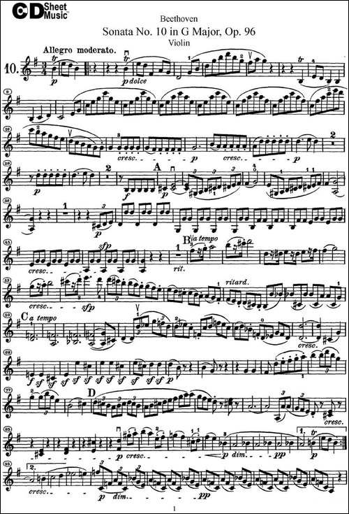 Violin-Sonata-No.10-in-G-Major-Op.96-提琴谱