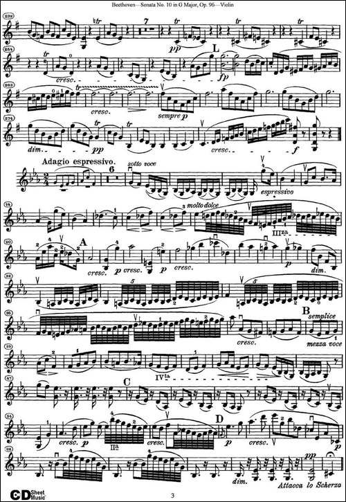 Violin-Sonata-No.10-in-G-Major-Op.96-提琴谱