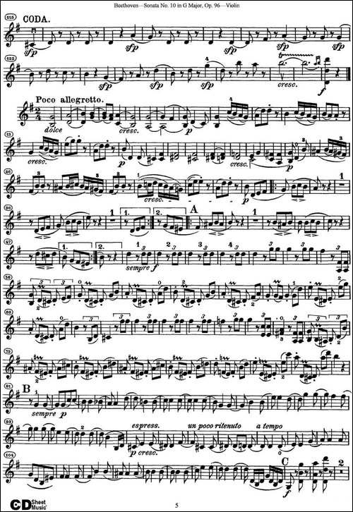 Violin-Sonata-No.10-in-G-Major-Op.96-提琴谱
