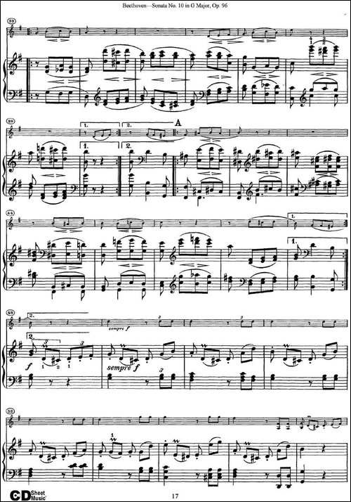 Violin-Sonata-No.10-in-G-Major-Op.96-小提琴+钢琴伴奏-提琴谱
