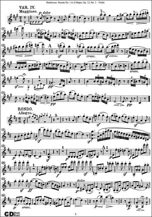 Violin-Sonata-No.1-in-D-Major-Op.12-No.1-提琴谱