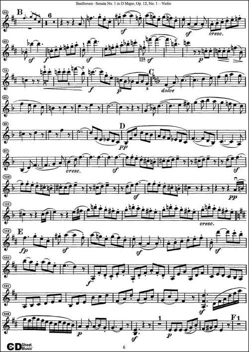 Violin-Sonata-No.1-in-D-Major-Op.12-No.1-提琴谱