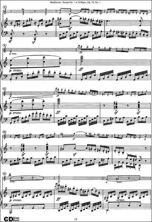 Violin-Sonata-No.1-in-D-Major-Op.12-No.1-小提琴+钢琴伴奏-提琴谱