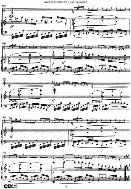 Violin-Sonata-No.1-in-D-Major-Op.12-No.1-小提琴+钢琴伴奏-提琴谱