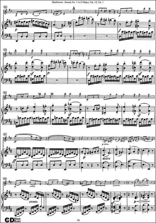 Violin-Sonata-No.1-in-D-Major-Op.12-No.1-小提琴+钢琴伴奏-提琴谱