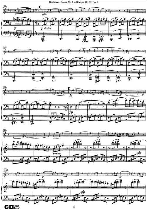 Violin-Sonata-No.1-in-D-Major-Op.12-No.1-小提琴+钢琴伴奏-提琴谱