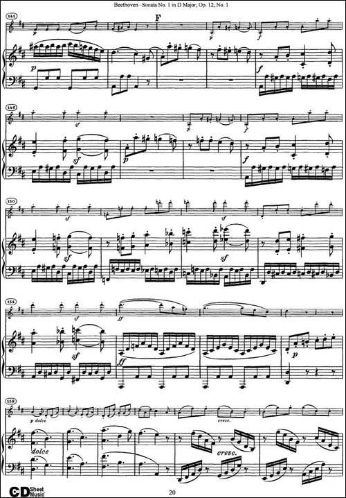 Violin-Sonata-No.1-in-D-Major-Op.12-No.1-小提琴+钢琴伴奏-提琴谱
