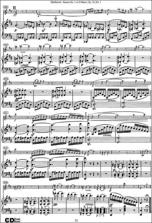 Violin-Sonata-No.1-in-D-Major-Op.12-No.1-小提琴+钢琴伴奏-提琴谱