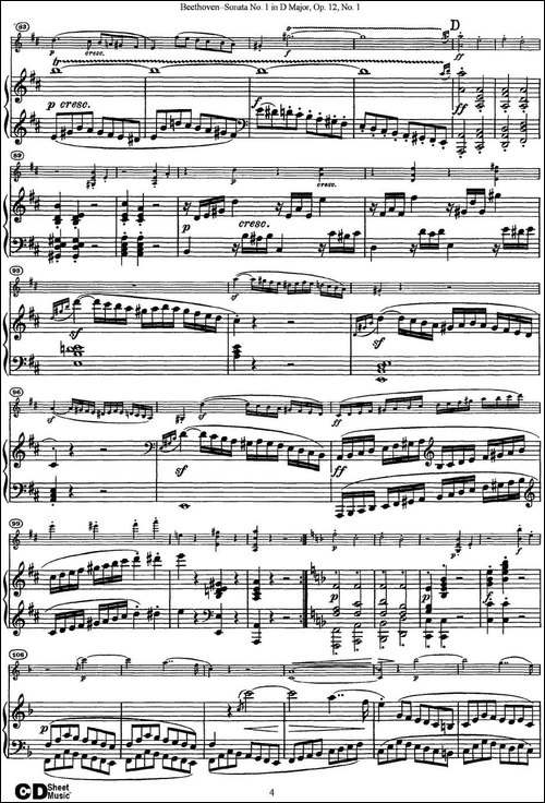 Violin-Sonata-No.1-in-D-Major-Op.12-No.1-小提琴+钢琴伴奏-提琴谱