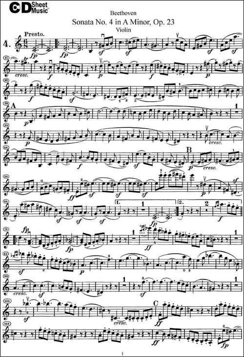 Violin-Sonata-No.4-in-A-Minor-Op.23-提琴谱