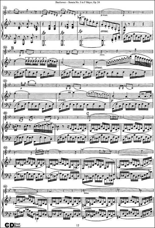 Violin-Sonata-No.5-in-F-Major-Op.24-小提琴+钢琴伴奏-提琴谱