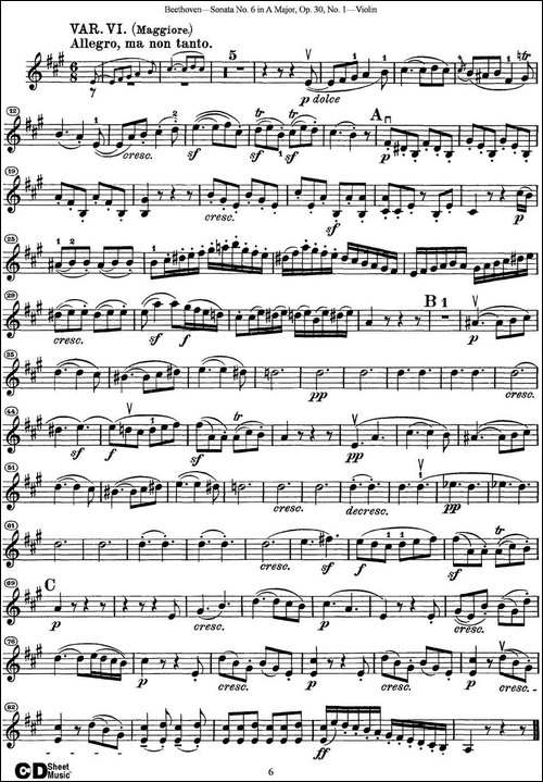 Violin-Sonata-No.6-in-A-Major-Op.30-No.1-提琴谱