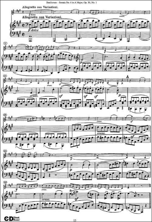 Violin-Sonata-No.6-in-A-Major-Op.30-No.1-小提琴+钢琴伴奏-提琴谱