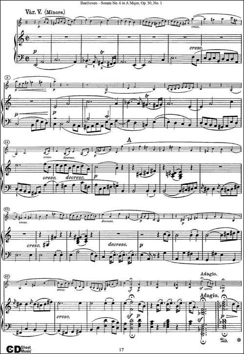 Violin-Sonata-No.6-in-A-Major-Op.30-No.1-小提琴+钢琴伴奏-提琴谱