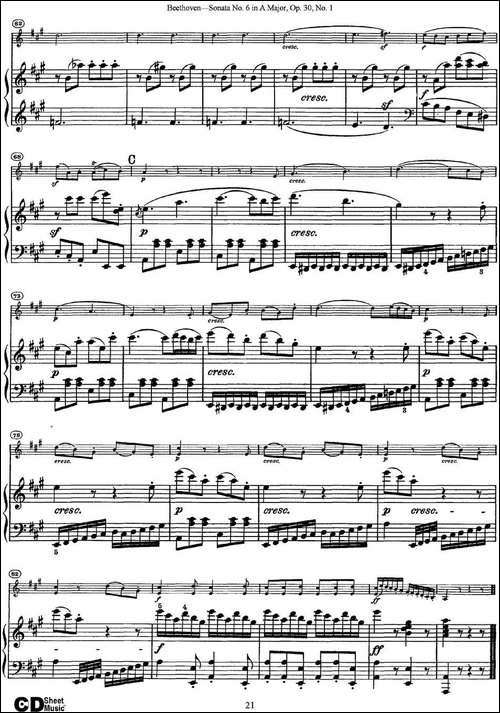 Violin-Sonata-No.6-in-A-Major-Op.30-No.1-小提琴+钢琴伴奏-提琴谱