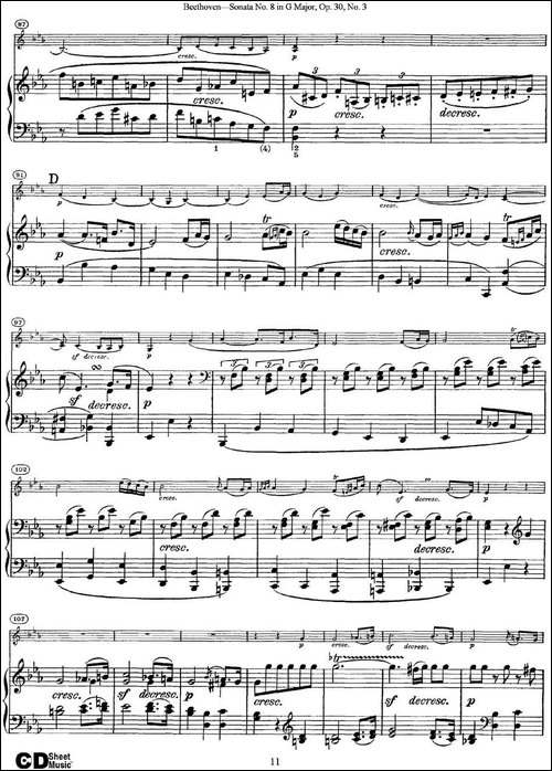 Violin-Sonata-No.8-in-G-Major-Op.30-No.3-小提琴+钢琴伴奏-提琴谱