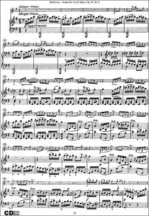 Violin-Sonata-No.8-in-G-Major-Op.30-No.3-小提琴+钢琴伴奏-提琴谱