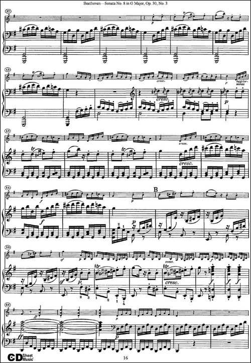 Violin-Sonata-No.8-in-G-Major-Op.30-No.3-小提琴+钢琴伴奏-提琴谱