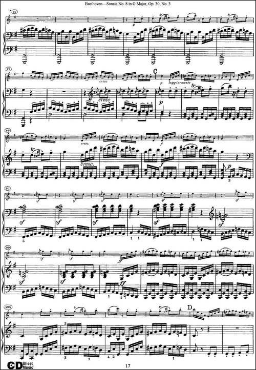 Violin-Sonata-No.8-in-G-Major-Op.30-No.3-小提琴+钢琴伴奏-提琴谱