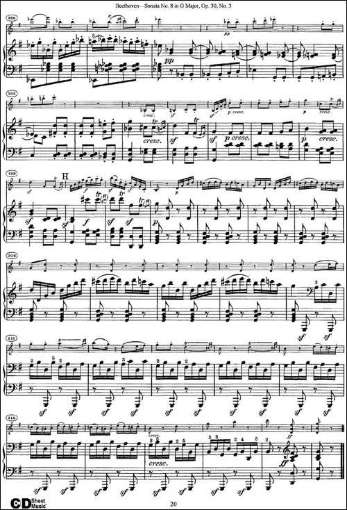 Violin-Sonata-No.8-in-G-Major-Op.30-No.3-小提琴+钢琴伴奏-提琴谱