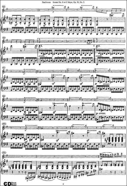 Violin-Sonata-No.8-in-G-Major-Op.30-No.3-小提琴+钢琴伴奏-提琴谱