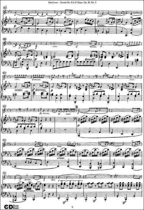 Violin-Sonata-No.8-in-G-Major-Op.30-No.3-小提琴+钢琴伴奏-提琴谱