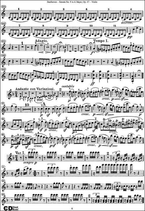 Violin-Sonata-No.9-in-A-Major-Op.47-提琴谱