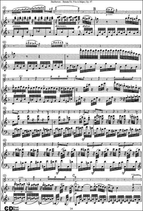Violin-Sonata-No.9-in-A-Major-Op.47-小提琴+钢琴伴奏-提琴谱