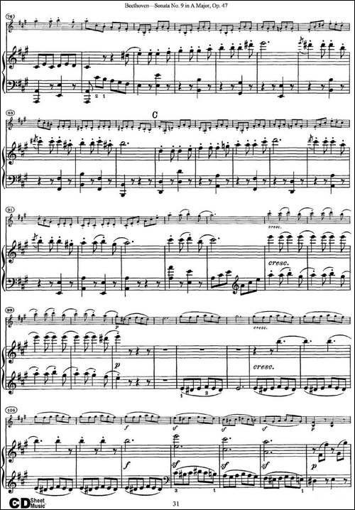 Violin-Sonata-No.9-in-A-Major-Op.47-小提琴+钢琴伴奏-提琴谱