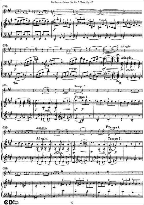 Violin-Sonata-No.9-in-A-Major-Op.47-小提琴+钢琴伴奏-提琴谱