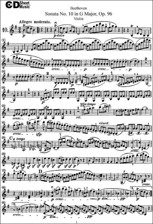 Violin-Sonata-No.10-in-G-Major-Op.96-提琴谱