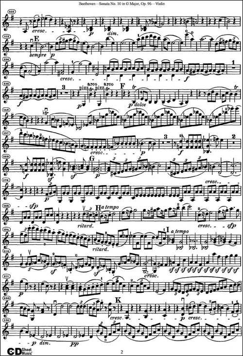 Violin-Sonata-No.10-in-G-Major-Op.96-提琴谱