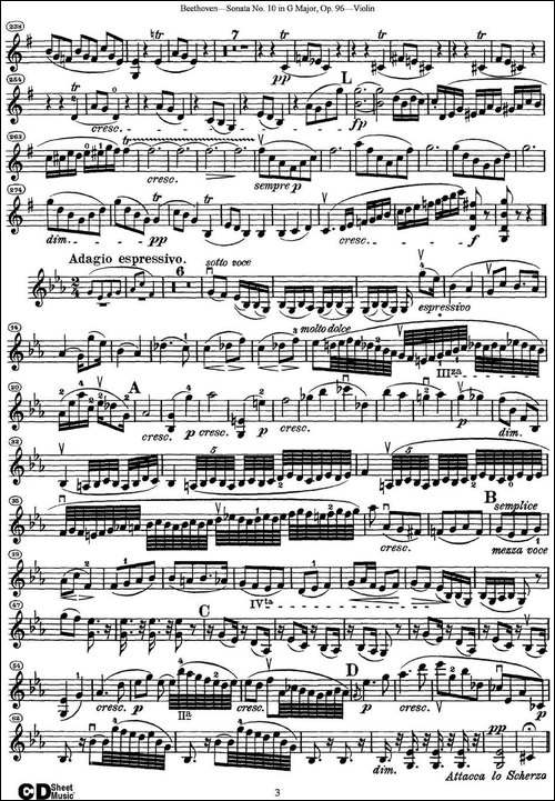 Violin-Sonata-No.10-in-G-Major-Op.96-提琴谱