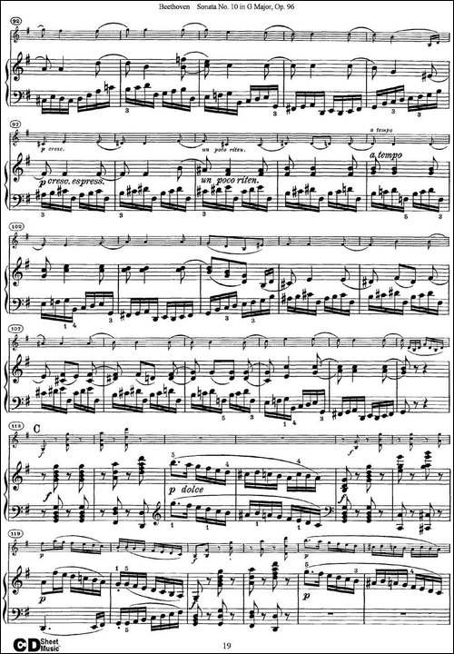 Violin-Sonata-No.10-in-G-Major-Op.96-小提琴+钢琴伴奏-提琴谱