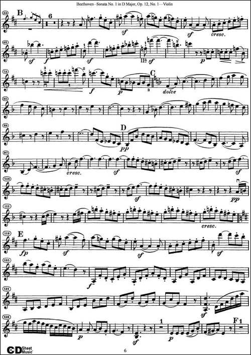 Violin-Sonata-No.1-in-D-Major-Op.12-No.1-提琴谱
