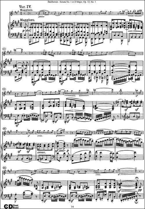 Violin-Sonata-No.1-in-D-Major-Op.12-No.1-小提琴+钢琴伴奏-提琴谱