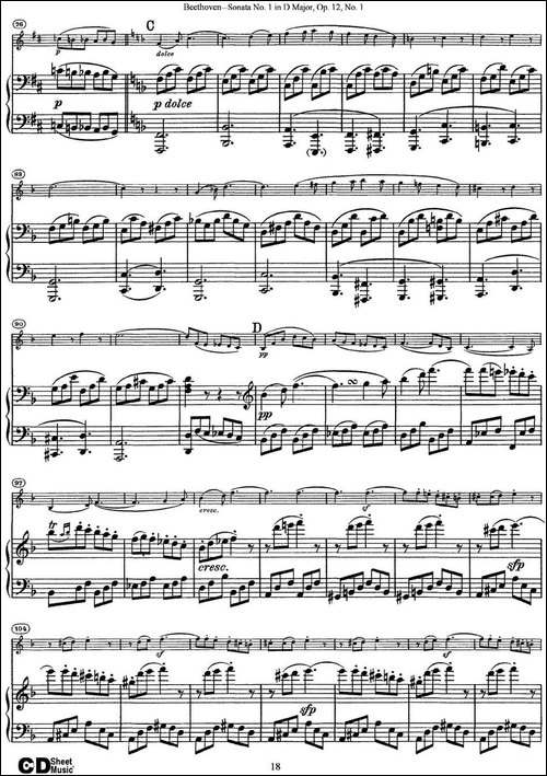 Violin-Sonata-No.1-in-D-Major-Op.12-No.1-小提琴+钢琴伴奏-提琴谱